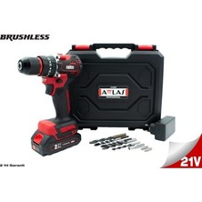 MarkEntegra Attlas Atb 21 BLPD-201C 21V 2.0AH Tek Akülü Kömürsüz Darbeli Matkap L-Boxx Çantalı + 8 Parça Uç