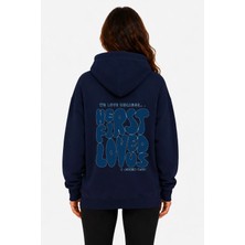 herkesemoda First Love Arka Baskılı Kapüşonlu 2 Iplik Şardonlu Sweatshirt