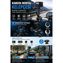 Renas Store Motosiklet Bisiklet Gidon Kamera Montaj Metal Si 360° Döner Metal Tutucu