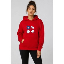 herkesemoda Deniz Kabukları Baskılı Kapüşonlu 2 Iplik Şardonlu Sweatshirt