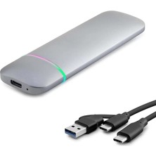 Renas Store SSD Kutu Type-C 3.1 + Usb3.0 Nvme + Ngff M2 Chıp RTL9210B Gri HDX1772
