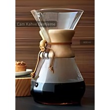 Jet's Home 600 ml Chemex Cam Kahve Demleme Ahşap Tutacaklı Orta Boy 4 Bardak