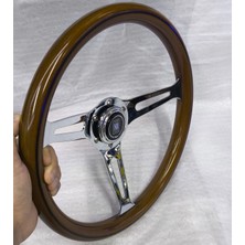 Carlone Ahşap Direksiyon Nardi 35CM-1. Sınıf Lüx Ahşap Direksiyon-Siyah Şeritli