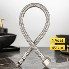 Badem10 40 cm Lavabo Batarya Flexi Hortumu Erkek Dişi Uçlu Paslanmaz Çelik Örgülü Su Bağlantı Hortumu (1 Adet)