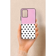 Vip Case Vivo Y21 Uyumlu Pembe Çizgili Puantiye Desenli Silikon Kılıf