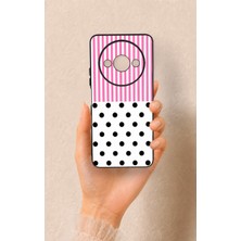 Vip Case Redmi A3 Uyumlu Pembe Çizgili Puantiye Desenli Silikon Kılıf