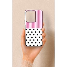 Vip Case Vivo Y35 Uyumlu Pembe Çizgili Puantiye Desenli Silikon Kılıf