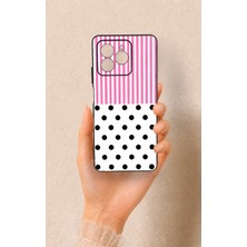 Vip Case Omix X7 Uyumlu Pembe Çizgili Puantiye Desenli Silikon Kılıf