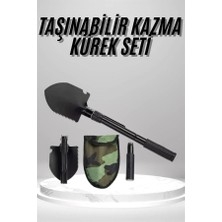 İntora Pusulalı Katlanabilen Portatif Çantalı Mini Kazma Kürek Seti