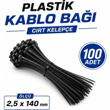 Badem10 Plastik Kablo Bağı Cırt Kelepçe 2,5X140 mm 100 Adet Siyah Kablo Düzenleme Sabitleme Aparatı