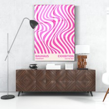 Cam Tablo Pembe Krem Dalgalı Optik Illüzyon Bauhaus Duvar Dekorasyonu
