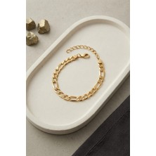 Eco Lounge 316L Çelik Gold Renk Figaro Zincir Model Erkek Bileklik