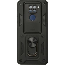 Renas Store Xiaomi Redmi Note 9 Kılıf Pars Lens Yüzüklü Silikon - Siyah