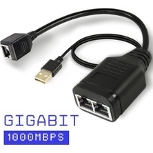 Temiz Pazar 4709 Gigabit Destekli 1x2 Port RJ45 USB Güç Ethernet Switch Splitter Çevirici Çoklayıcı
