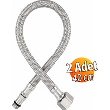 Badem10 (2 Adet) 40 cm Lavabo Batarya Flexi Hortumu Erkek Dişi Uçlu Paslanmaz Çelik Örgülü Bağlantı Hortumu