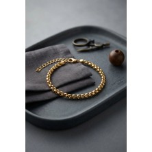 Eco Lounge 316L Çelik Gold Renk Box Zincir Model Erkek Bileklik