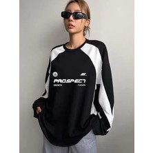 Touz Moda Y2K Streetwear Smarttooth Baskılı Siyah Unisex Oversize Bisiklet Yaka Sweatshirt