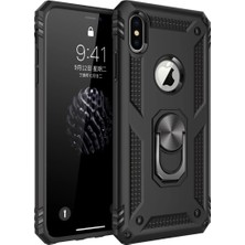 Renas Store Iphone Xs Max Kılıf Sofya Yüzüklü Silikon Kapak - Siyah