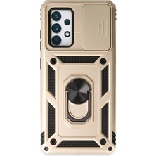 Renas Store Samsung Galaxy A72 Kılıf Pars Lens Yüzüklü Silikon - Gold