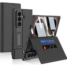 Vendas Samsung Galaxy Z Fold 8 Ultra Suni Deri Tasarımlı Zore Kıpta Kartlıklı Standlı Kapak