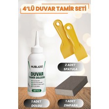 Nublado Duvar Tamir Seti 220 gr Beyaz Dolgu Macunu, 2 Plastik Spatula ve Kübik Zımpara | Çatlak, Çivi ve Vida Deliği, Sıva-Alçı Onarımı | Suya Dayanıklı, Zımparalanabilir, Boyanabilir