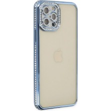 Renas Store Iphone 12 Pro Kılıf Joke Taşlı Silikon - Mavi