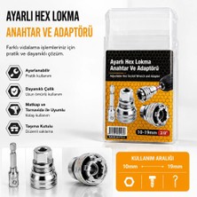 Renas Store Ayarlı Hex Lokma Anahtar ve Matkap Adaptörü (10-19MM 3/8 Inc )