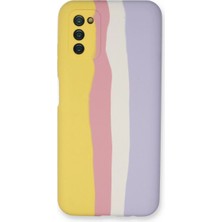 Renas Store Samsung Galaxy A03S Kılıf Ebruli Lansman Silikon - Sarı-Mavi