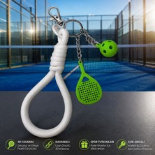 Dinç Spor 3D Tasarımlı Padel Tenis Temalı Charm Anahtarlık – Raket ve Top Figürlü