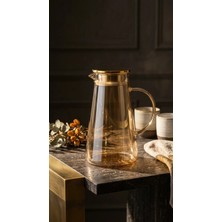 Leylart Premium Borosilikat Cam Gold Sürahi 1.9 L | Isıya Dayanıklı Çay & Detoks Sürahisi