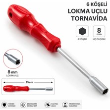 Berlinsel BS08 Lokma Uçlu Tornavida Somun Vida Sıkma Sökme Lokma Tornavida 8 mm