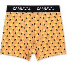 Carnaval Socks CARNAVAL Ananas Desenli Premium Pamuklu Erkek Boxer -Turuncu Renkli