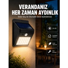 Renas Store Mey Ithalat® Bahçe ve Dış Mekanlar Için Güneş Enerjili 20 LED Hareket Sensörlü Lamba Yeni Nesil
