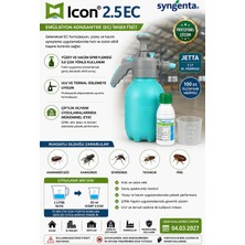 Syngenta Icon 2.5 Ec 100 ml + Jetta 2 Lt Basınçlı El Pompası + Ölçüm Kabı | Profesyonel Haşere Mücadele Seti | Hamamböceği, Karasinek, Sivrisinek, Tatarcık ve Pire