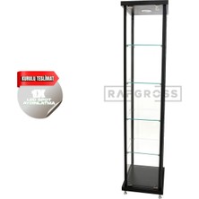 Camlı Vitrin Dolabı 40X40X175 cm – Spot Aydınlatmalı Kilitli Cam Gümüşlük ve Koleksiyon Sergileme Dolabı