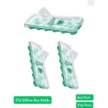 Jet's Home 3’lü Buz Kalıbı Silikon Buzluk 12 Bölmeli Kalp Desenli Buz Küpü Bpa Free