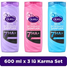 Duru Nem Bombası Şampuan 600 ml 3 Lü Karma Set
