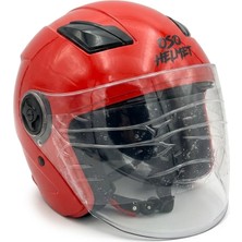 Oso Helmet Yarım Kask Gözlüklü Kırmızı - Xl Beden