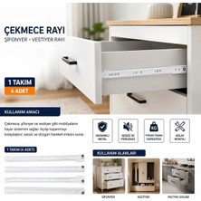 Yeniler YL40 Beyaz Çekmece Sifonyer Çekmece Rayı Beyaz 40 cm (1 Takım)