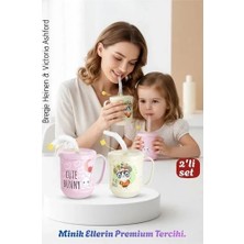 Renas Store 2'li Set | Pipetli Kupa Kulplu Çocuk Bardağı - Anti-Damla Kapaklı - 350 ml Alıştırma Bardağı 718282