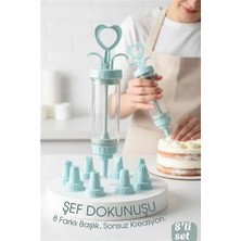 Renas Store Profesyonel 8'li Başlıklı Pasta Krema Süsleme Pompası Seti Enjektör Uçlu 722555