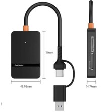 Renas Store ZR783 ADS-316 Type-C + USB 8 In 1 Card Reader 5gbps