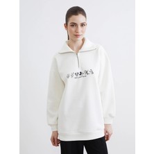 Lc Waikiki Yeni Sezon Mickey Mouse Baskılı Kadın Kalın Sweatshirt Tunik