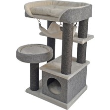 Tommy Çok Katlı Lüks Kedi 48X40X90 Evli Tırmalama Gri