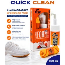 Claw Special Claw Quick Clean Fırça Başlıklı Ayakkabı Temizleme Köpüğü Seti | Mikrofiber Bezli Derinlemesine Ayakkabı Temizlik Kiti | Spor, Deri, Süet ve Nubuk Ayakkabılar Için