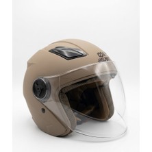 Oso Helmet Yarım Kask Gözlüklü Kahve - M Beden