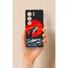 Vip Case Redmi A3 Uyumlu Kırmızı Güneş Balina Desenli Silikon Kılıf