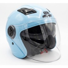 Oso Helmet Yarım Kask Gözlüklü Açık Mavi - M Beden