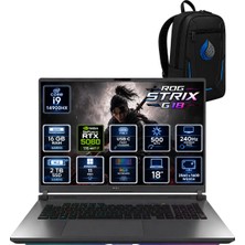 Asus Rog Strix G18 Intel Core I9-14900HX 16 GB Ddr5 2 Tb SSD Rtx 5060 8 GB 18'' Wqxga Rog Nebula IPS 240Hz Windows 11 Pro Oyuncu Dizüstü Bilgisayar G815JMR-S9035RNP03
