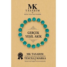 Mk Tasarım Gerçek Yeşil Akik Taşı Bileklik MK.7000.851- Rahatlık-Dinginlik-Enerji- Stres Bilekliği